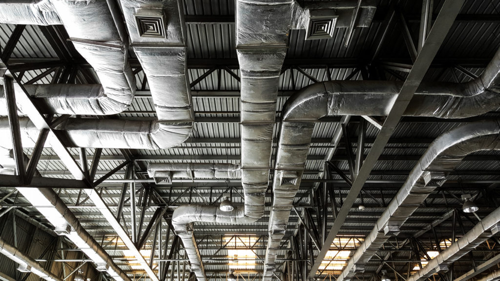 A photo of an overhead HVAC air conditioning system